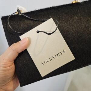 AllSaints Black Fur Clutch